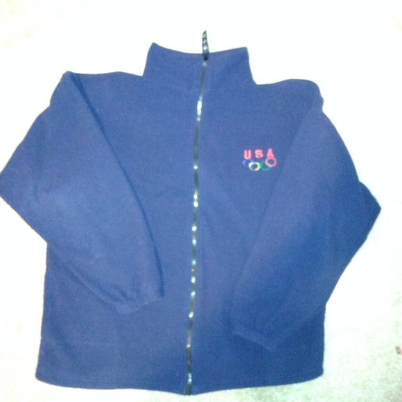 VTG 90s USA Olympics Jacket Men’s Fleece Full Zip Sweater - Picture 1 of 7